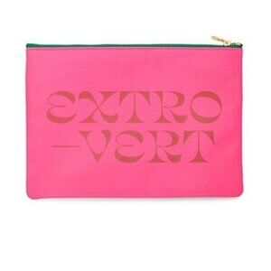 Introvert/Extrovert Leatherette Zipper Bag, NWT